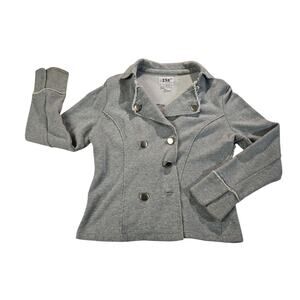 LAL (Live a Little) Women’s Large Gray Knit Jacket Raw Edge - Missing Buttons